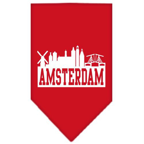 Amsterdam Skyline Screen Print Bandana Red Large