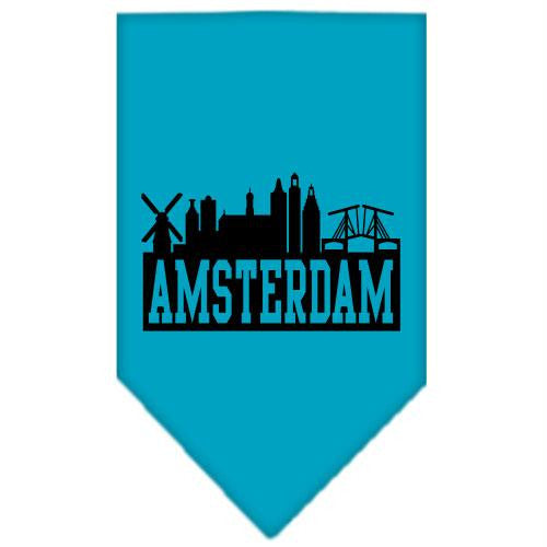 Amsterdam Skyline Screen Print Bandana Turquoise Small