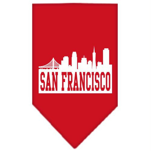 San Francisco Skyline Screen Print Bandana Red Small