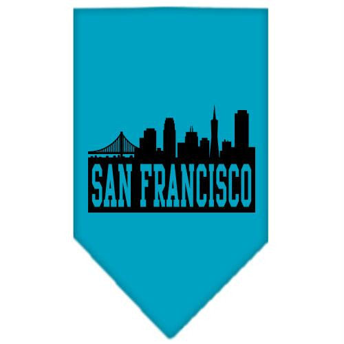 San Francisco Skyline Screen Print Bandana Turquoise Small