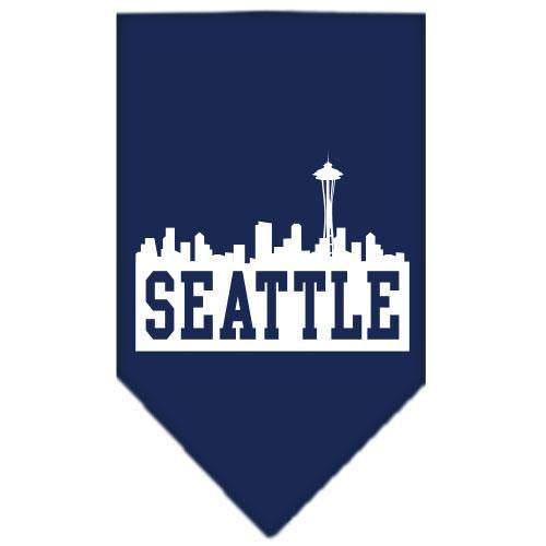 Seattle Skyline Screen Print Bandana Navy Blue large