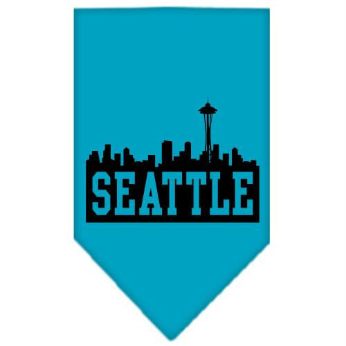 Seattle Skyline Screen Print Bandana Turquoise Large