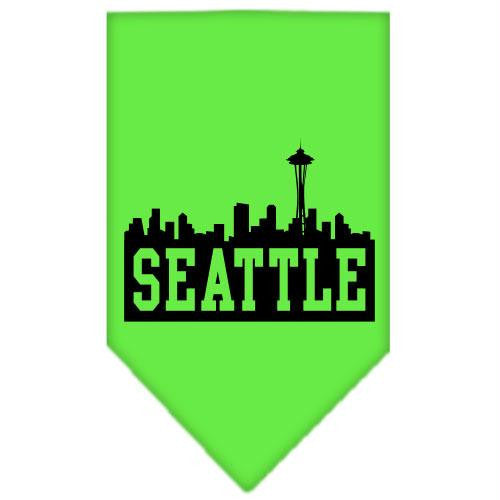 Seattle Skyline Screen Print Bandana Lime Green Small