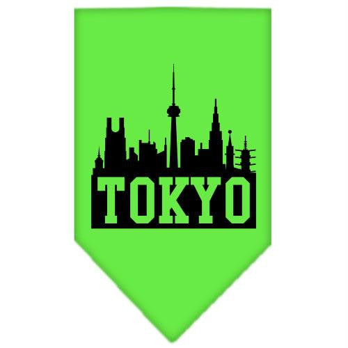 Tokyo Skyline Screen Print Bandana Lime Green Small