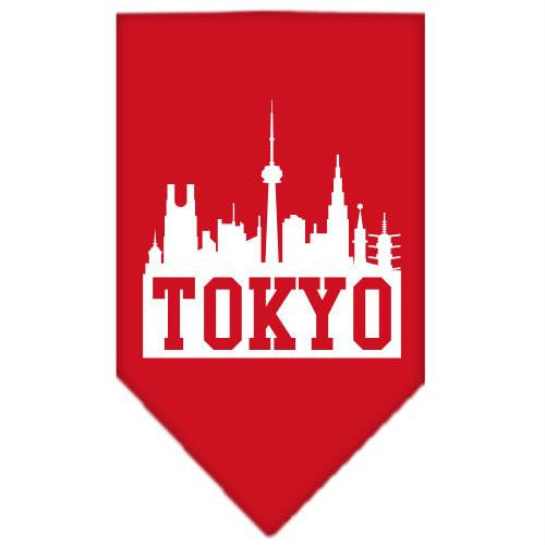 Tokyo Skyline Screen Print Bandana Red Small