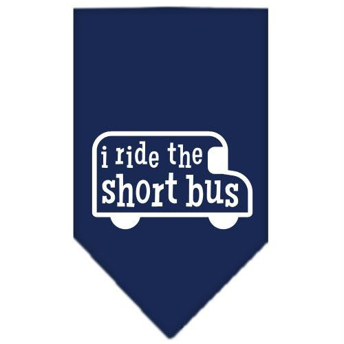 I ride the short bus Screen Print Bandana Navy Blue Small