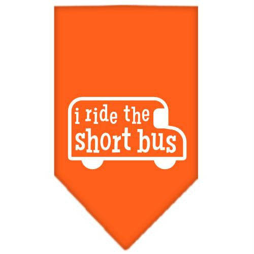 I ride the short bus Screen Print Bandana Orange Small