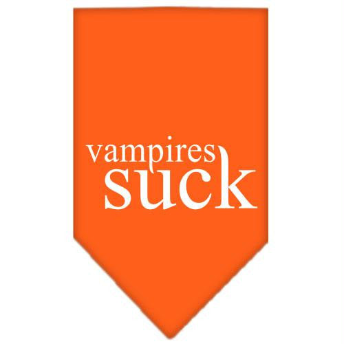 Vampires Suck Screen Print Bandana Orange Small