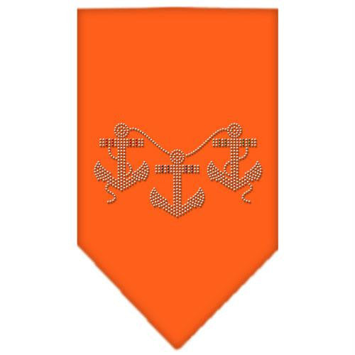 Anchors Rhinestone Bandana Orange Small