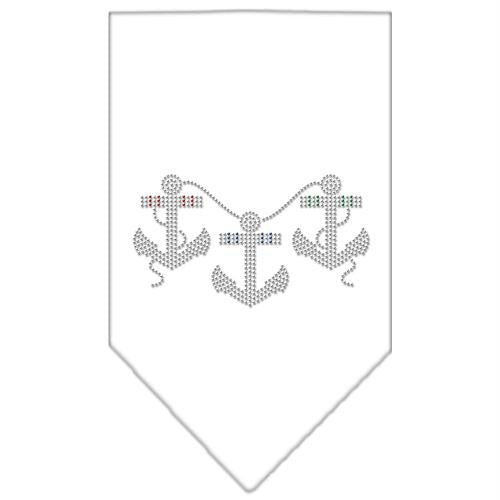 Anchors Rhinestone Bandana White Small