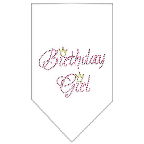 Birthday Girl Rhinestone Bandana White Large