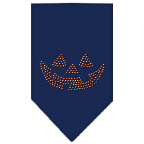 Jack O Lantern Rhinestone Bandana Navy Blue Small