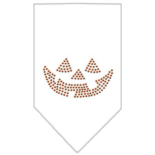 Jack O Lantern Rhinestone Bandana White Small