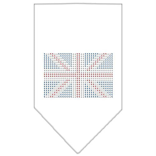 British Flag Rhinestone Bandana White Small