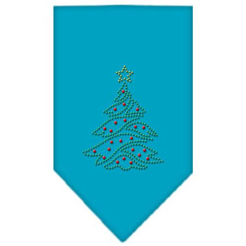 Christmas Tree Rhinestone Bandana Turquoise Large