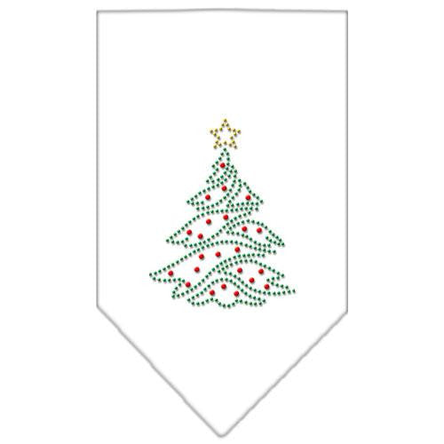 Christmas Tree Rhinestone Bandana White Large