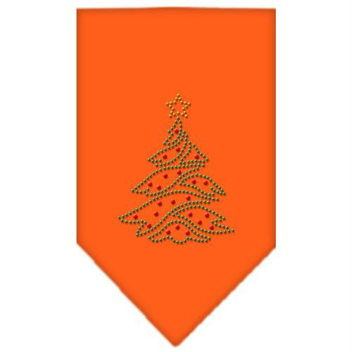 Christmas Tree Rhinestone Bandana Orange Small