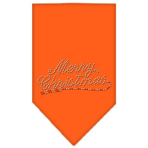 Merry Christmas Rhinestone Bandana Orange Small