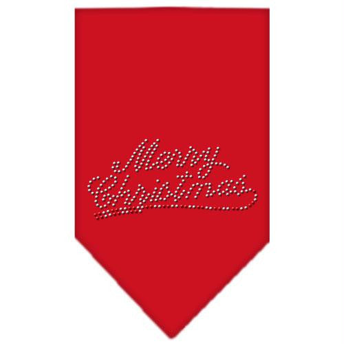 Merry Christmas Rhinestone Bandana Red Small