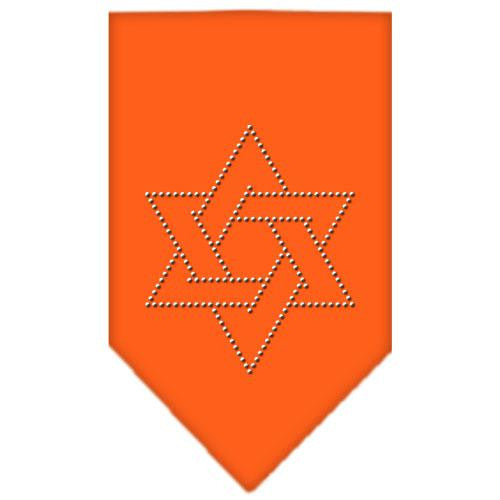 Star Of David Rhinestone Bandana Orange Large