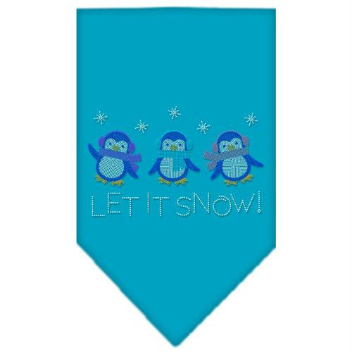 Let It Snow Penguins Rhinestone Bandana Turquoise Large