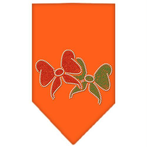 Christmas Bows Rhinestone Bandana Orange Large