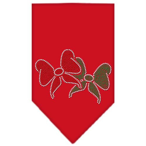 Christmas Bows Rhinestone Bandana Red Large