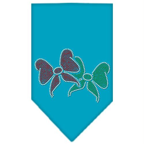 Christmas Bows Rhinestone Bandana Turquoise Small