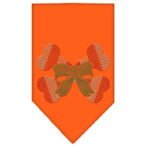 Candy Cane Crossbones Rhinestone Bandana Orange Large