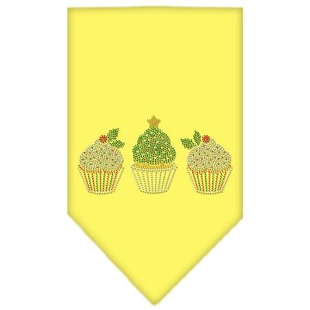 Christmas Cupcakes Rhinestone Bandana Yellow Large