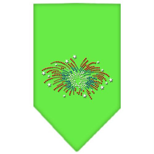 Fireworks Rhinestone Bandana Lime Green Large