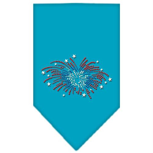 Fireworks Rhinestone Bandana Turquoise Large