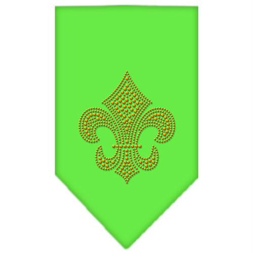 Fleur De Lis Gold Rhinestone Bandana Lime Green Large