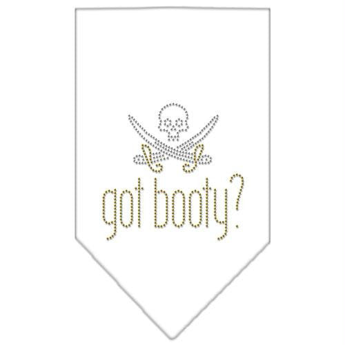 Got Booty Rhinestone Bandana White Large