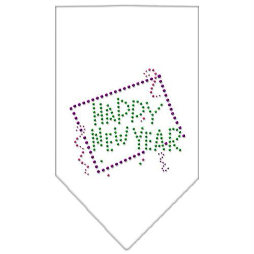 Happy New Year Rhinestone Bandana White Small