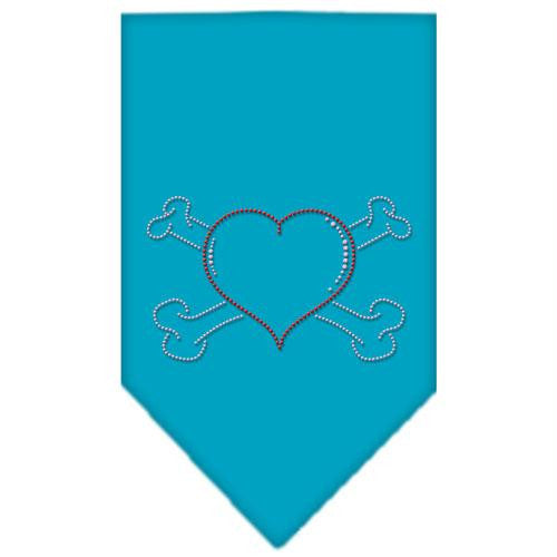 Heart Crossbone Rhinestone Bandana Turquoise Large