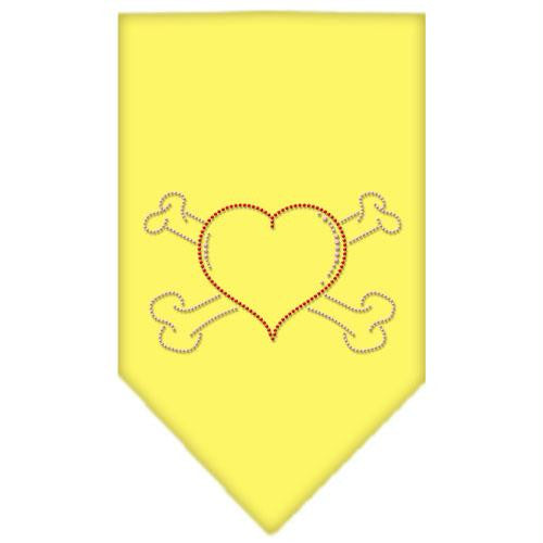 Heart Crossbone Rhinestone Bandana Yellow Small