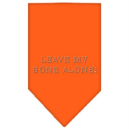 Leave My Bone Alone Rhinestone Bandana Orange Large