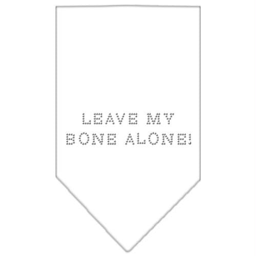 Leave My Bone Alone Rhinestone Bandana White Large