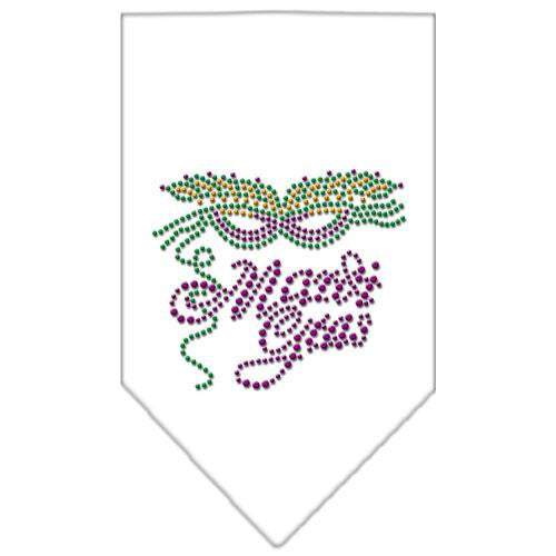 Mardi Gras Rhinestone Bandana White Small