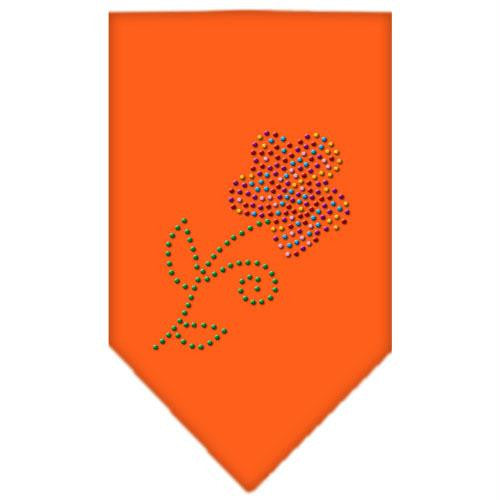 Multi Flower Rhinestone Bandana Orange Small