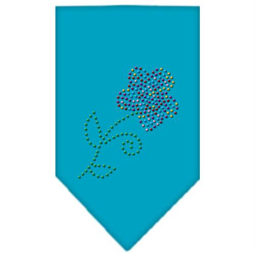 Multi Flower Rhinestone Bandana Turquoise Small