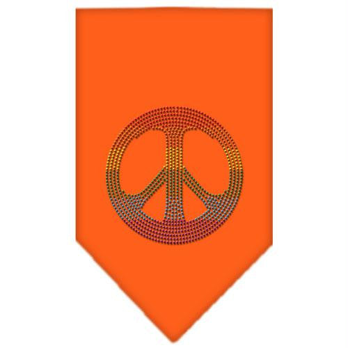 Rainbow Peace Sign Rhinestone Bandana Orange Large