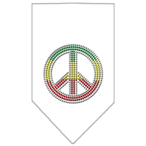 Rasta Peace Rhinestone Bandana White Large