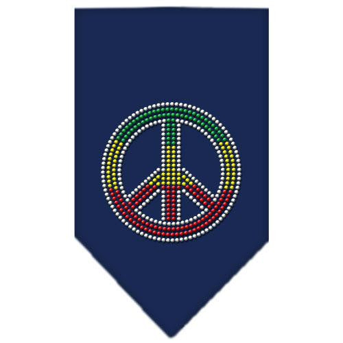 Rasta Peace Rhinestone Bandana Navy Blue Small