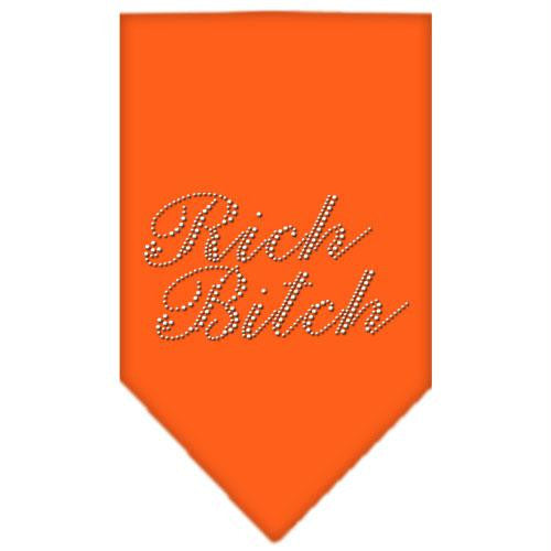 Rich Bitch Rhinestone Bandana Orange Large