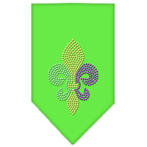 Mardi Gras Fleur De Lis Rhinestone Bandana Lime Green Small