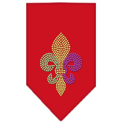 Mardi Gras Fleur De Lis Rhinestone Bandana Red Small