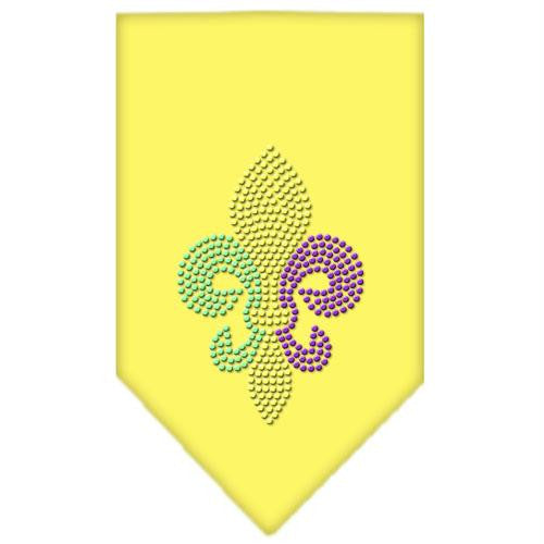 Mardi Gras Fleur De Lis Rhinestone Bandana Yellow Small