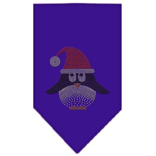Santa Penguin Rhinestone Bandana Purple Large